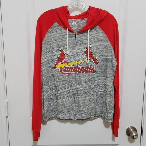 Majestic Women's L St Louis Cardinals Full Zip Lightweight Jacket MLB - Picture 1 of 5